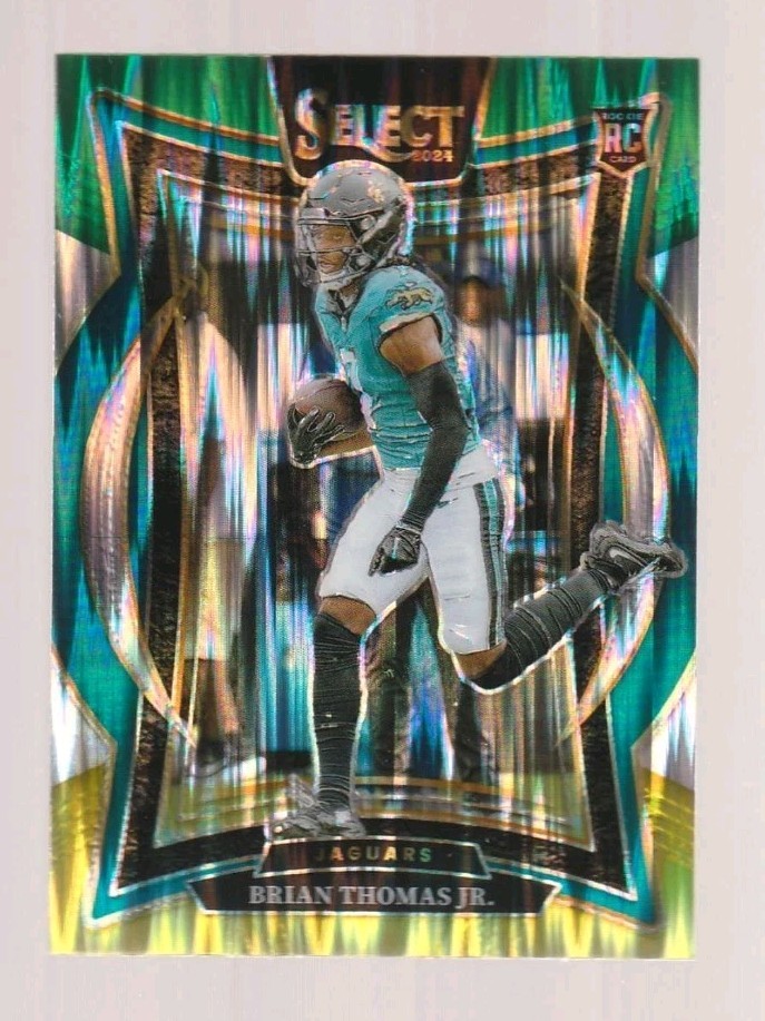 2024 Panini Select #91 Brian Thomas Jr. Green & Yellow Prizm Shock