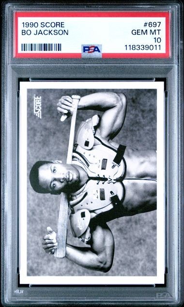 Bo Jackson 1990 Score #697 Black & White Shoulder Pads PSA 10 Gem Mint