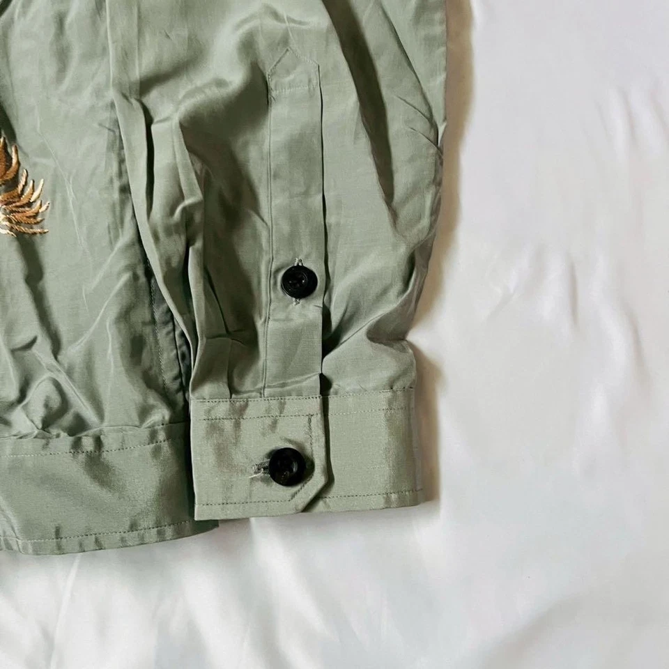 SAMURAI JEANS Embroidered Sukajan Open Collar Shirt Jacket M Silk Rayon F/S - Image 3 of 4