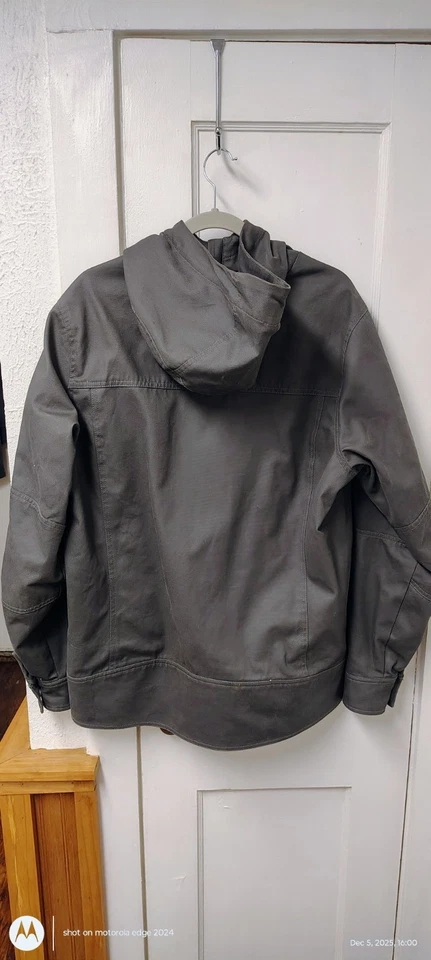 KUHL The Law Men's Size Large Fleece Lined Heavy Canvas Hoody Jacket, Dark Khaki - Image 2 of 4