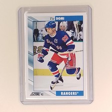 1992-93 Score - Tie Domi #408 New York Rangers NHL Hockey Card 