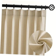 Pinch Pleated Curtains 90 Inches Long 2 40"W x 90"L Pack of 2 Natural Linen