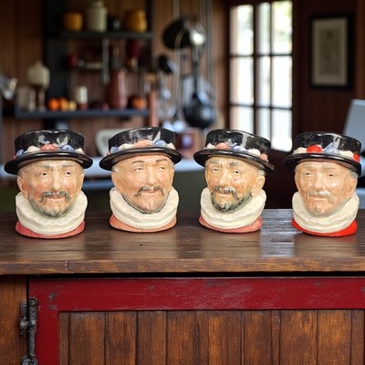 Royal Doulton Beefeater Character Toby Jug Mug Miniature 2.5'' England - Lot of 4
