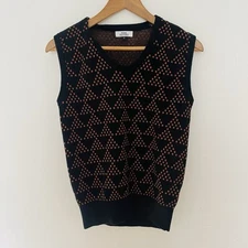 Kemi Telford Black Brown Sleeveless Knit Sweater Vest Size S