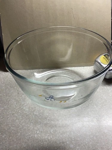 Vintage Anchor Hocking Blue Ribbon Country Goose 2.5 Qt Mixing Bowl Cottage Core