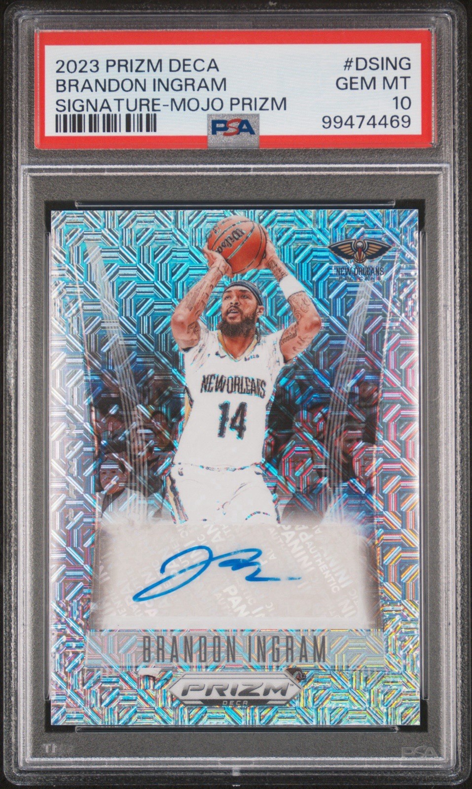 2023 PRIZM DECA #DSING BRANDON INGRAM  SIGNATURE MOJO PRIZM  /25 AUTO PSA 10!!