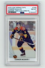 Connor McDavid 2015 Leaf Spring Expo Redemption 1990 Tribute #CMD PSA 8 RC Erie