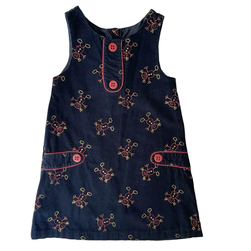 Samantha Says Girls Dress Jumper Navy Blue Sleeveless Corduroy Embroidered Sz 5 - Image 2 of 4