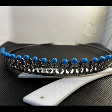 Vintage 3.80ctw Rose Cut Diamond Turquoise Silver Wedding Crown Tiara Jewelry