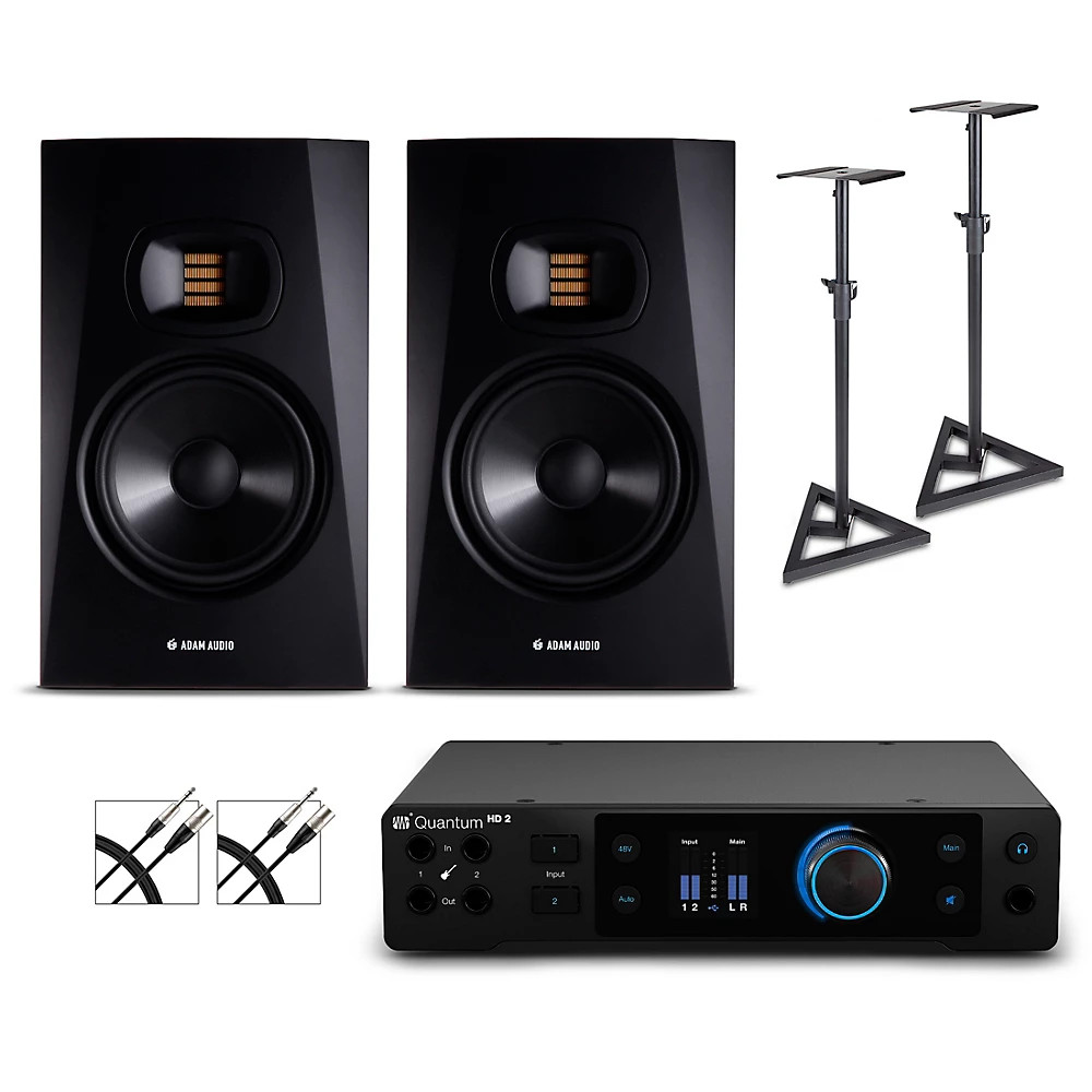 PreSonus Quantum HD2 Interface with Adam Audio T7 Monitor Pair, Cables & Stands