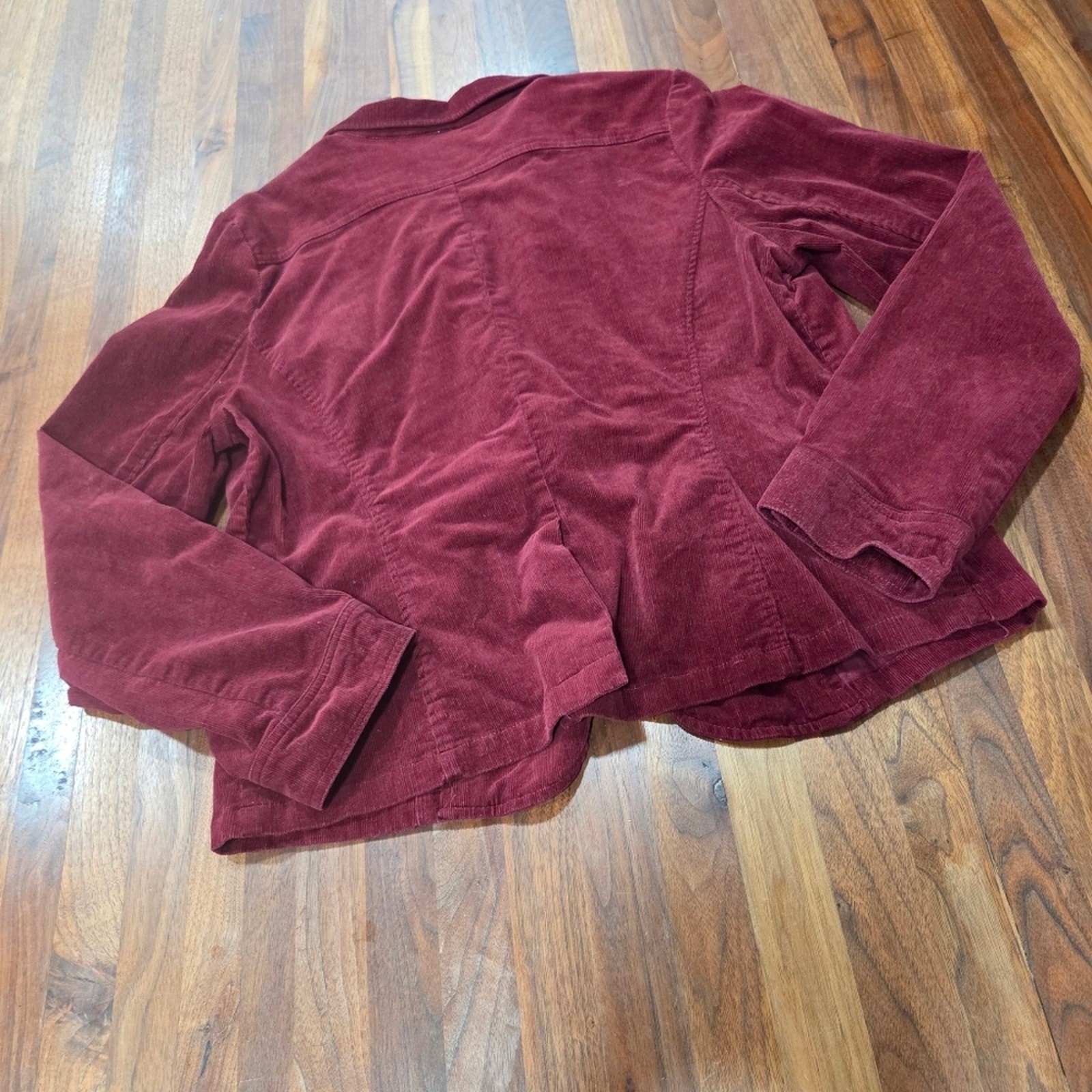 Per Se Deep Red Corduroy Single Button Blazer - image 2