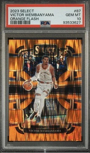 2023-24 Panini Select Victor Wembanyama RC Orange Flash Prizm #87 PSA 10