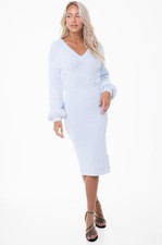 Baby Blue Fluffy Long Sleeve Sweater Dress GUESS
