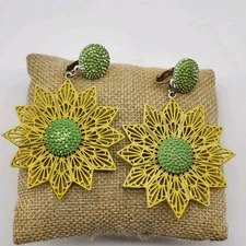 Amazing MCM Large Enamel Flower Power Earrings Retro Bold Costume Jewelry 