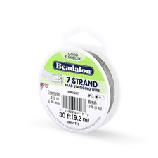 7-Strand Stainless Steel Beading Wire, .012 in / 0.30 mm - Bright Nylon-Coated