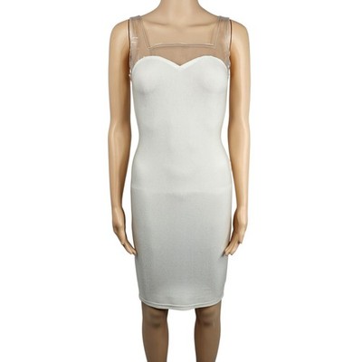 Vintage Versus Versace Damen hellgrau glänzend Bodycon Kleid Größe 40