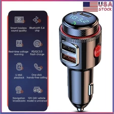 Bluetooth Car Radio Adapter Wireless FM Transmitter QC 3.0 & PD Fast Charger MP3