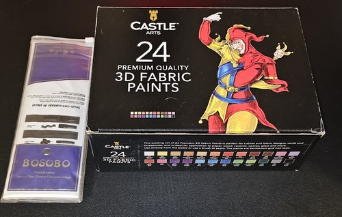 Castle Arts Premium Quality 3D Fabric Paint Kit With Brushes