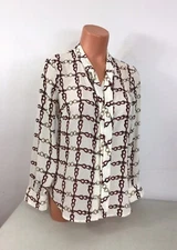 Talbots Equestrian Blouse Tie Front Womens Petite