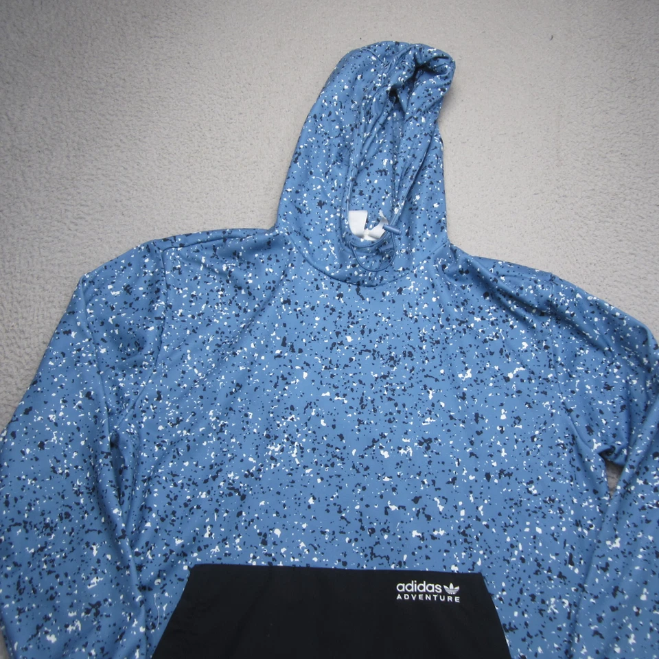 Adidas Adventure Hoodie Mens L Blue Trefoil Performance Sweatshirt Pullover - Image 4 of 4