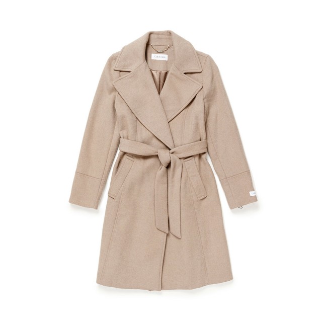 calvin klein notch collar wrap coat