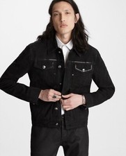 2298 Brand New John Varvatos Suede Trucker Jacket Chain Detail EU 48 USA 38