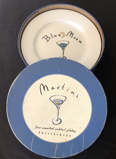 Set Of 4 Pottery Barn Martini Design Snack Appetizer Cocktail