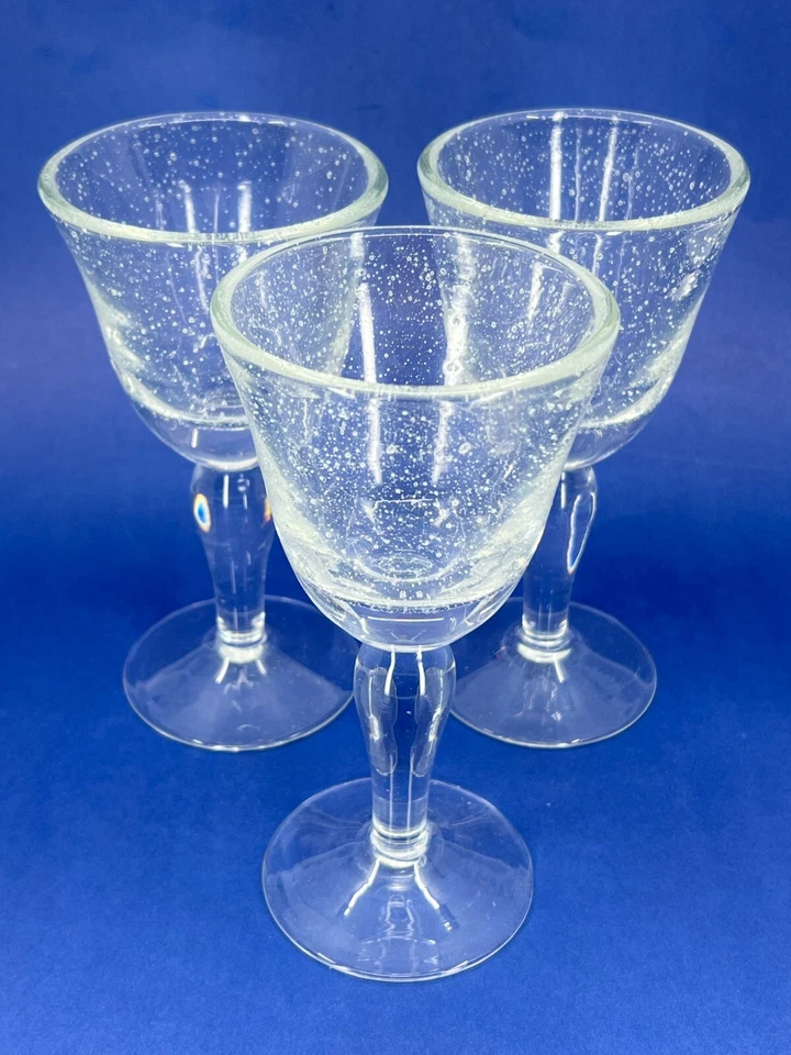 3 copas de vino Artland copas de agua con burbujas de semillas transparentes sopladas a mano 7" H Foto 2 de 4