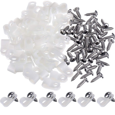 50 Packung R Typ Cable Clip Drahtklemme, Nylon Schraube Befestigungsschnur Faste