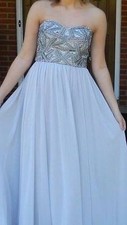 MISSES GRAY FORMAL FULL LENGTH DRESS ONE BY EIGHT SZ 2 SPARKLY BEADED CHEST 