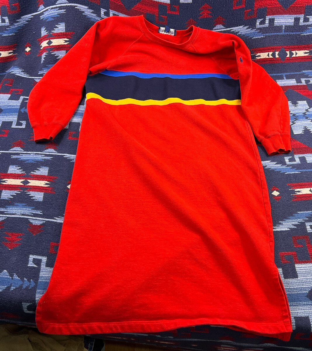 Polo donna vintage anni 90 ralph lauren felpa abito pony pile pullover made in USA!