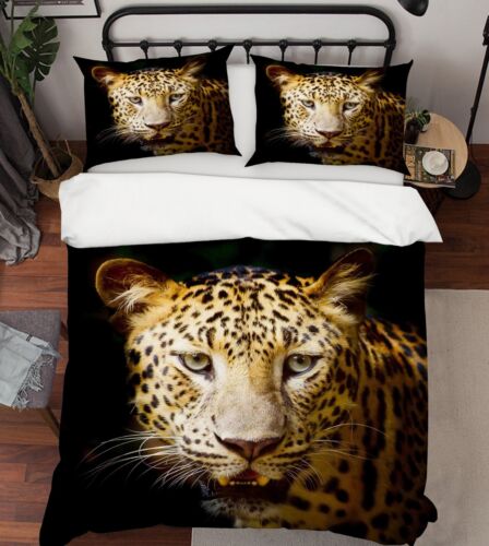 3D Leopard Picture Animal 4 Bed Pillowcases Stitching Duvet Blankets Set Single DE-
