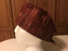 Scrub or Chef Hat Medical Nursing Chemo Skull Cap Brown Woodgrain