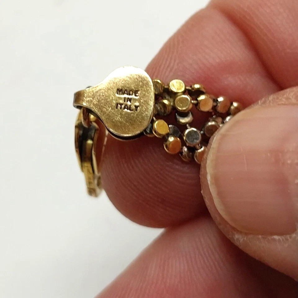 Vtg Milor Italian 925 Sterling Silver Gold Plated Flat Beaded Braided Bracelet - Image 4 of 4