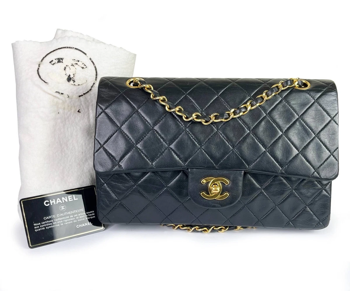 Chanel Vintage Classic Timeless Double Flap Lambskin 10 Shoulder Bag