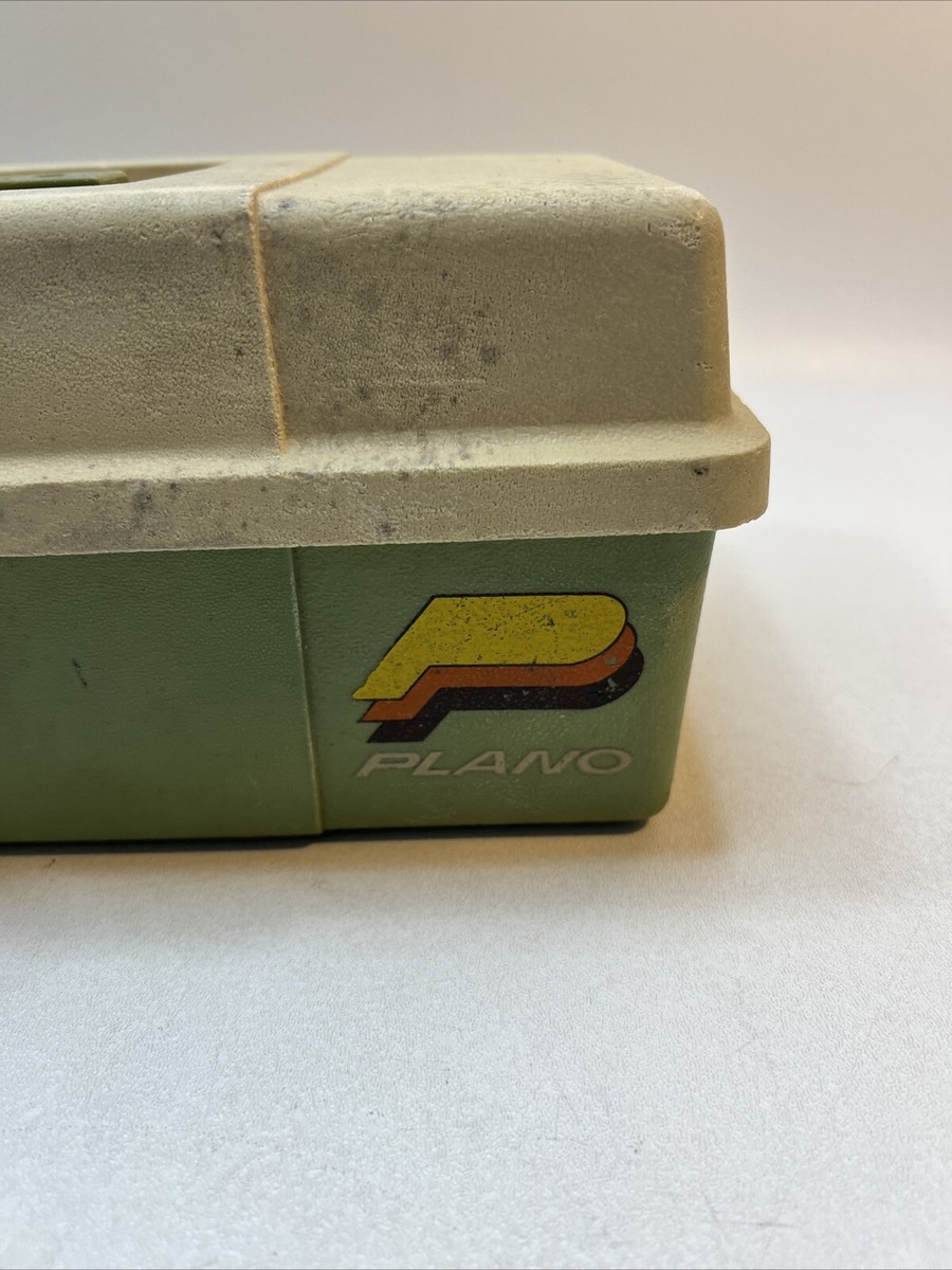 Vintage Plano Tackle Box 5410 Green and Tan Made In The USA - Nice