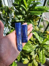 30/20 MM blue Genuine Leather Skin Watch Strap Band For BVL OCTO 41S