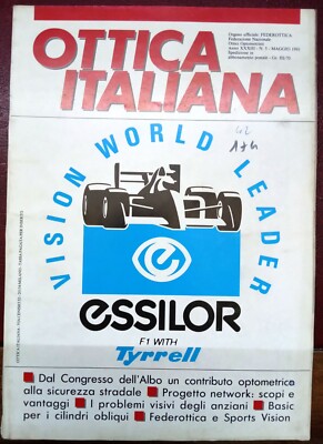 Italienische Optik 5. Mai 1991 Vision World Leader Essilor F1 with Tyrrel Magazin