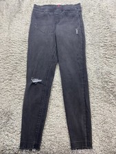 Spanx Jeans Womens Small Black Distressed Ankle Skinny Pull On High Rise Jegging