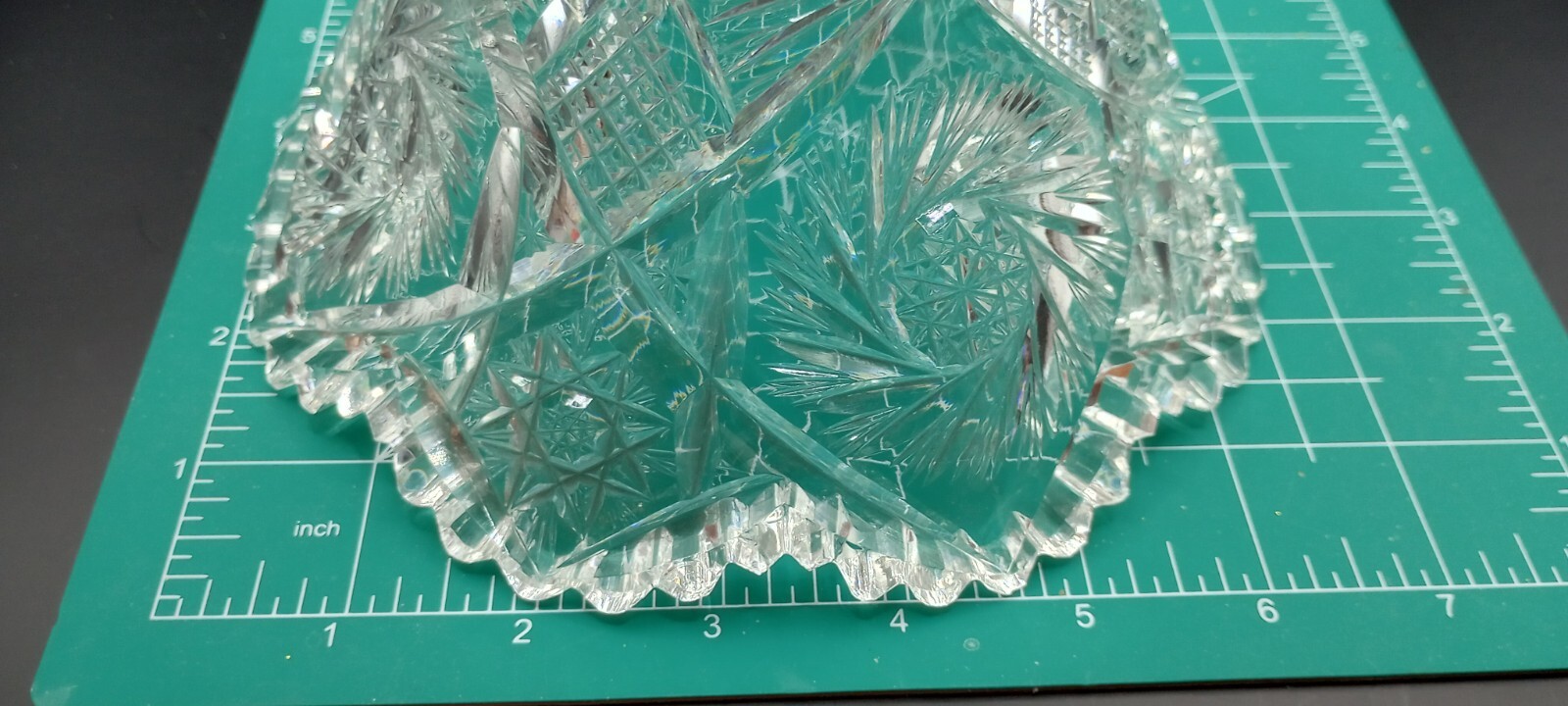 Antique American Brilliant Period Cut Glass Punch Bowl**BASE ONLY** 4-7/8" hi.  