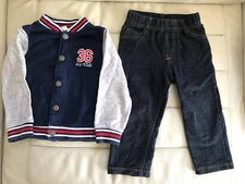 carter's Baby/Toddler Boy 2pcs Set Outfit Jacket Pants Buttons Size 24 Months