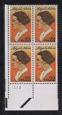 Sc # 2146 ~ Plate # Block ~ 22 cent Abigail Adams Issue (cg17)