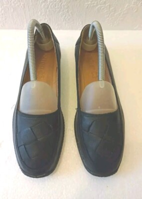 Hotter Havana Shoes in Black Leather Slip on Loafer Shoes Size