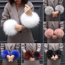 1pair 2pc Women's Real Mink Fur Cuffs Warm Arm Warmer Bracelet Mink Fur Gloves