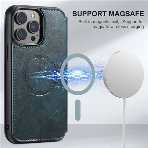 For iPhone 16 Pro Max 15 14 13 Magnetic MagSafe Leather Wallet Flip Stand Cover - Picture 12 of 31
