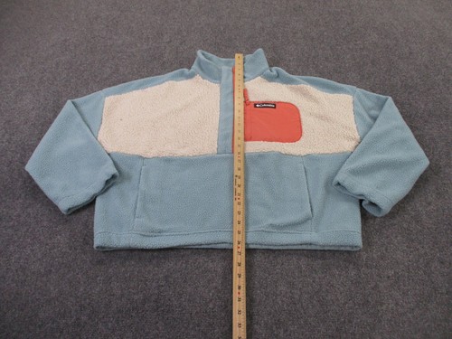 Columbia Jacket Womens 2XL Blue Fuzzy Fleece Outdoors Cropped Logo Adult - Picture 3 of 9