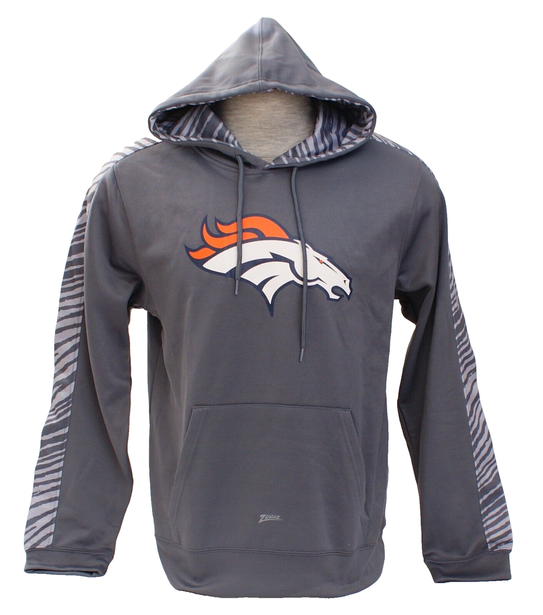 NFL Team Apparel Zubaz Men's M Gray Denver Broncos Hoodie Hooded