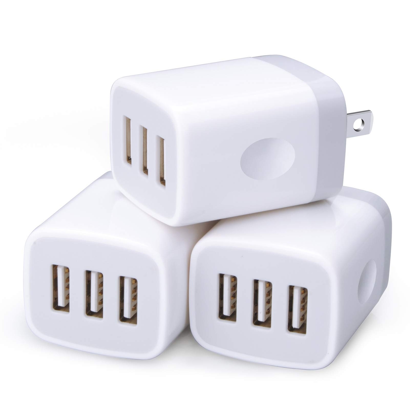 Sicodo 3-Pack USB Wall Charger Adapter 3.1A Fast Travel Charger  