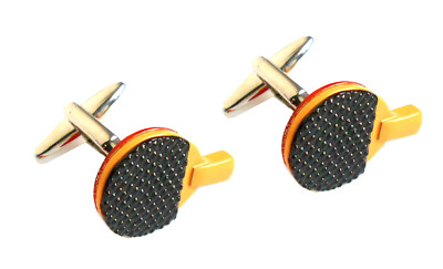 Manschettenknöpfe Tischtennis schwarz rot beige MM0386sw + oranger Exklusivbox