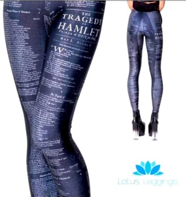 HAMLET BLACK/WHITE SCRIPT   Lotus Leggings - Size XL
